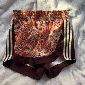 adidas Women's Floral Athletic Shorts - Maroon & Peach